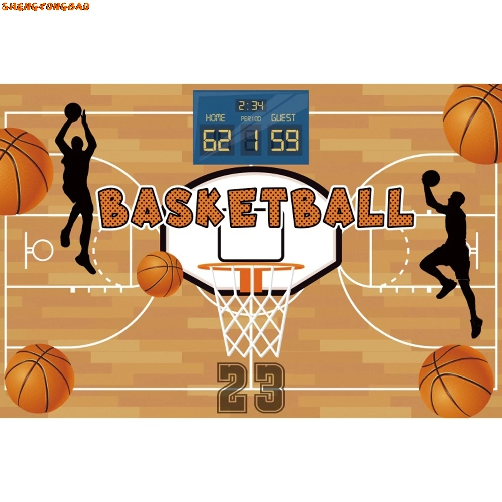 Fondo temático de baloncesto, campo deportivo de baloncesto, estadio para niños, fiesta de cumpleaños de bebés, fondo de fotografía para niños, accesorios de estudio