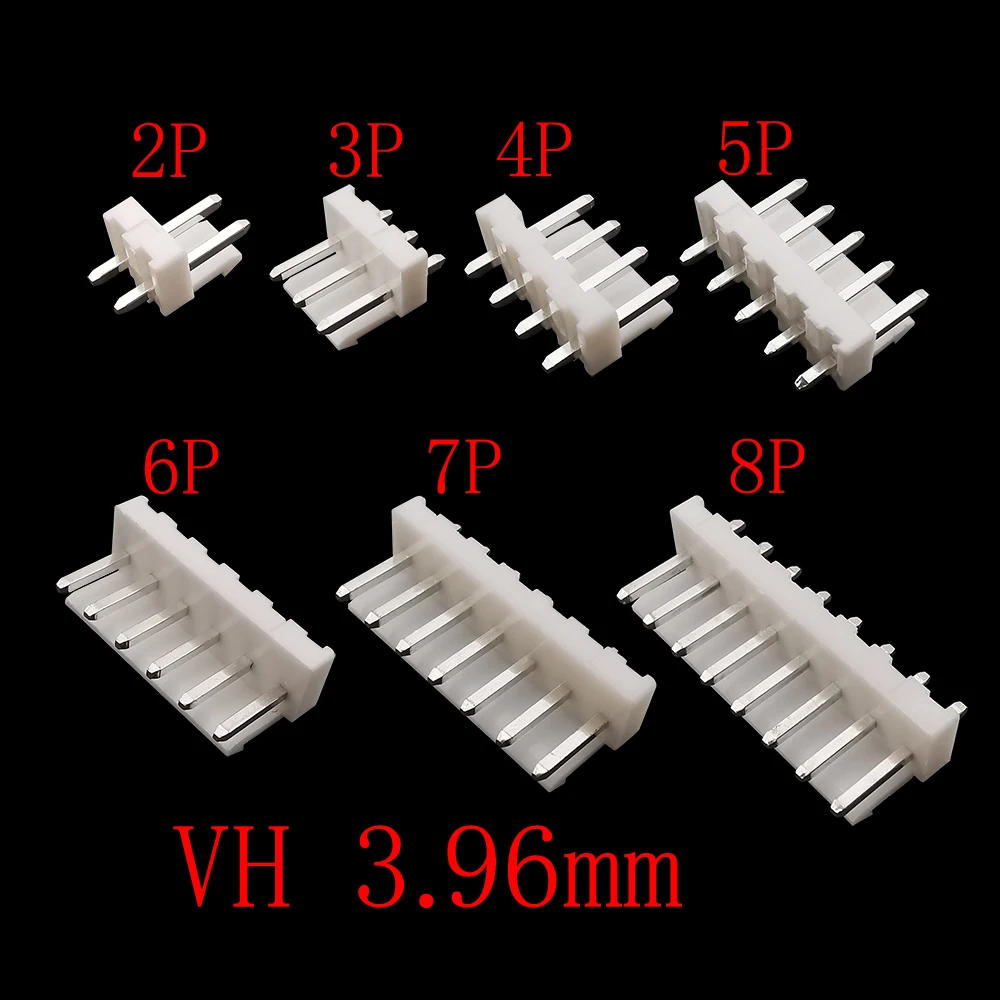 50Pcs JST VH3.96 VH 3.96mm Pitch Male Plug Housing 2/3/4/5/6/7/8 Pin Conenctor Straight Pin / Right Angle VH3.96 Plastic Shell