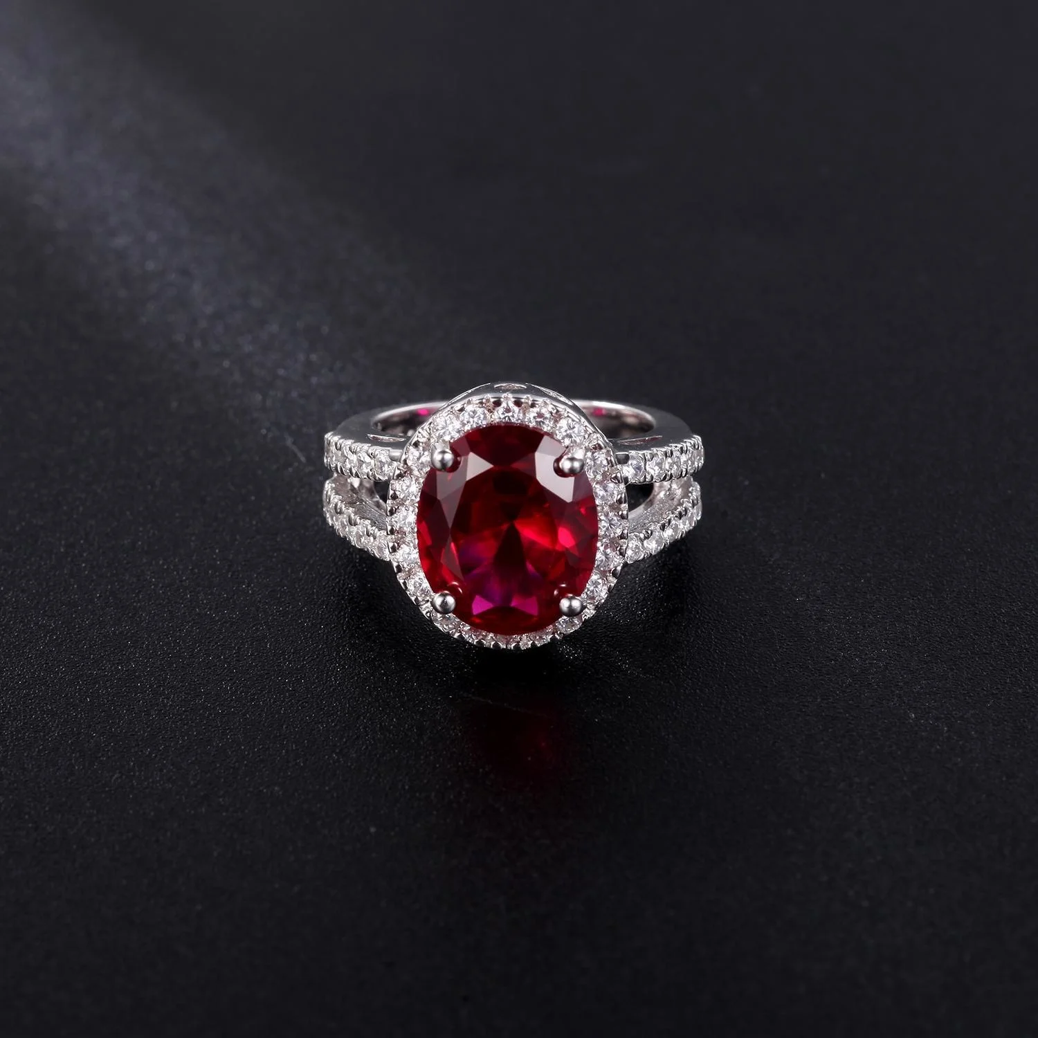 

brand genuine Luxury real jewels Luxurious Design Sense Colorful Crystal Red Corundum s925 Sterling Silver Inlaid Ring Female hi