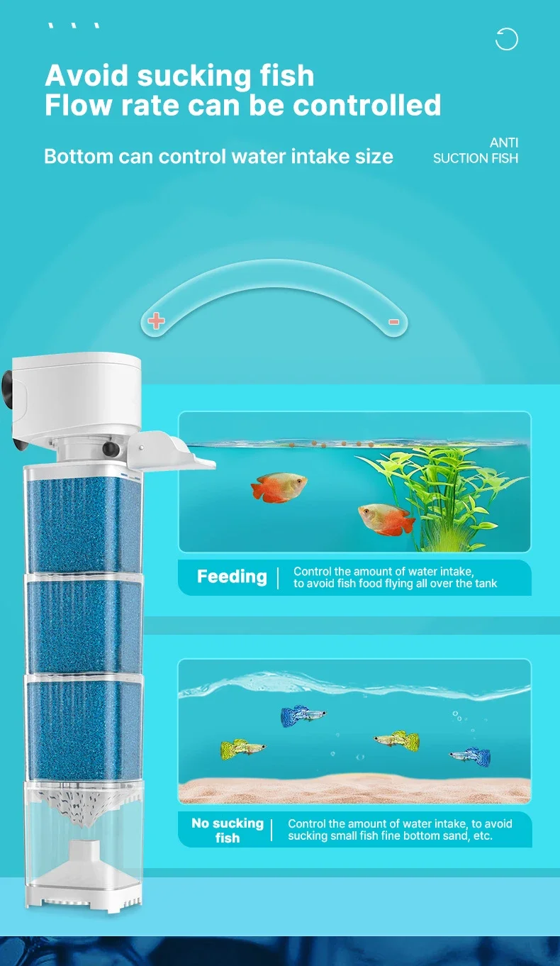 220V Geräuscharme Tauchpumpe für Aquarien, Multifunktionale Sauerstoffpumpe, Wellengenerator, Interner Zirkulationswasserfilter – Detail 8