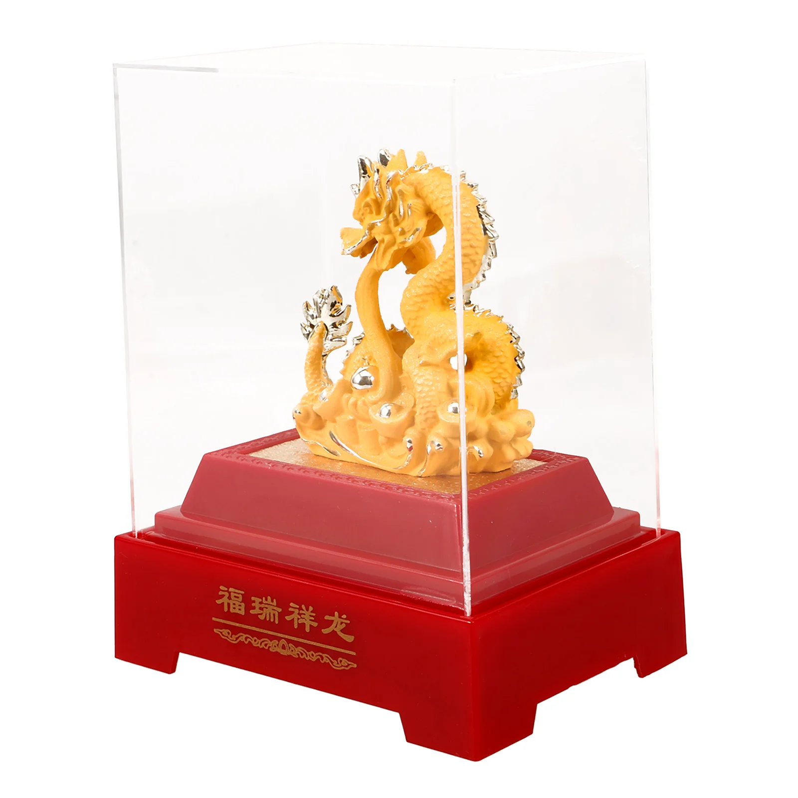 

Zodiac Dragon Figurine Resin Craft Decor Statue Home Office Animal Vintage Luck Prosperity Wealth Chinese New Year Gift