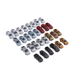 30pcs Assorted Miniature Cars for Diorama Crafts, 1:200 Multicolor