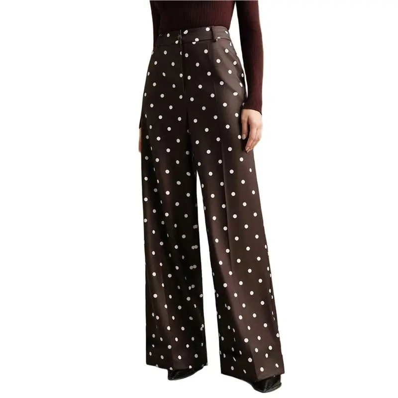 

Женские брюки CYL с широкими штанинами в горошек, с высокой талией, на поясе, свободного кроя, с карманами