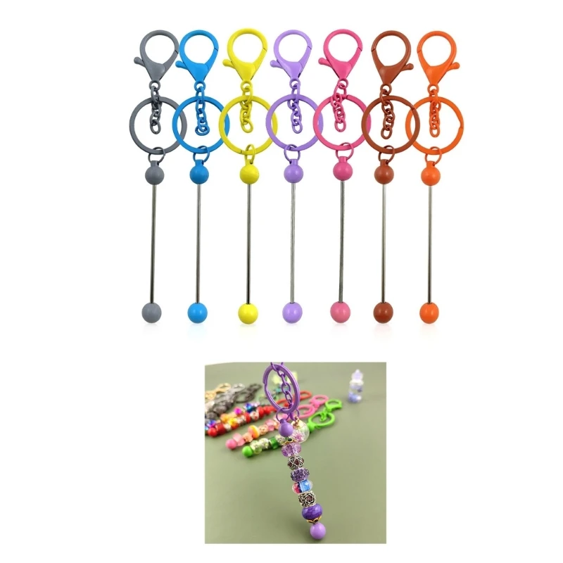 36 Pcs Keychain Making Set with Metal Beadable Rods Resealable Bags and Thank You Cards for Craft Lovers Daily Use