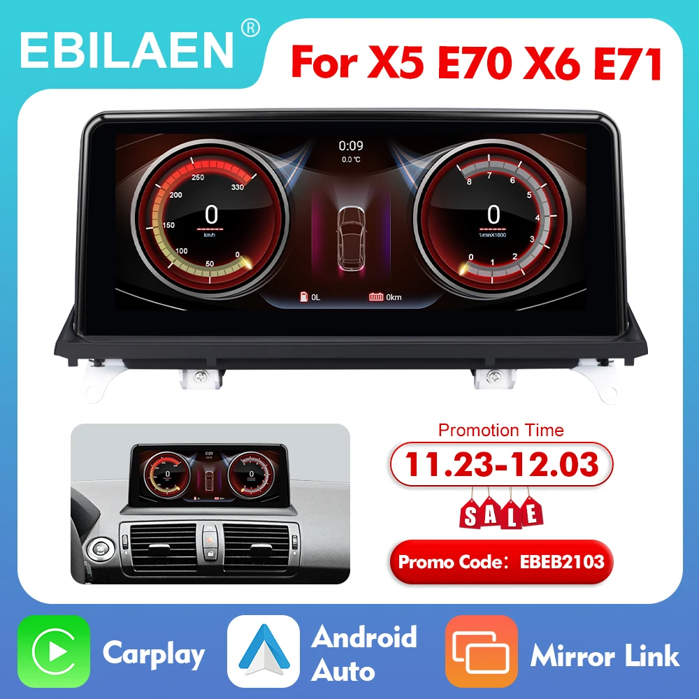 EBILAEN Android 13 Car DVD Player for BMW X5 E70/X6 E71 (2007-2013) CCC/CIC System Unit PC Navigation Auto Radio Multimedia IPS