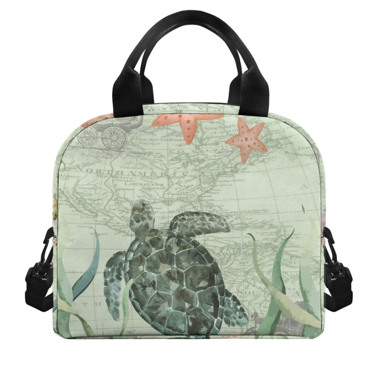 FORUDESIGNS Vintage Sea Turtle Lunch Bags Fashion Portable Ladies Lunchbox School Child Shoulder Insulated Lunchbag Bolsa