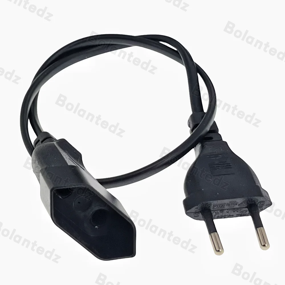 Bolantedz 1Pcs 0.5M EU Power Extension Cable 2-Prong European EU Male to Female Power Extension Cord EU AC power cord Extension