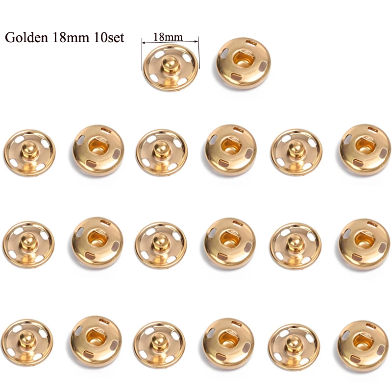 10mm-21mm 50/10Sets Metall Schwarz Golden Silber Farbe Aufnähen Druckknöpfe Nähen Kleidung Druckknopf Knöpfe Handwerk Druckknopf – Detail 7