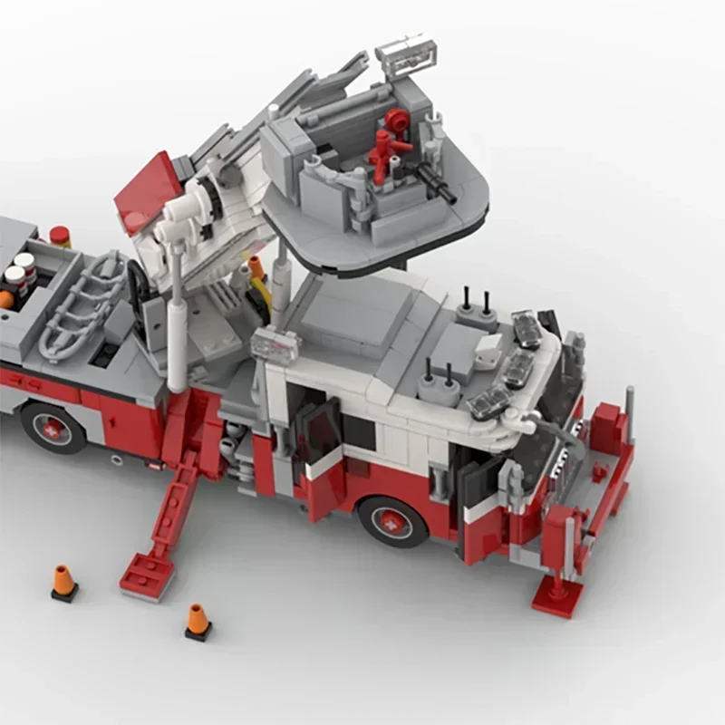 

Fire Vehicle Moc Building Blocks Car Series New York Fire Brigade Tower Ladder Model Technology Bricks Brand-name Vehicle Toy