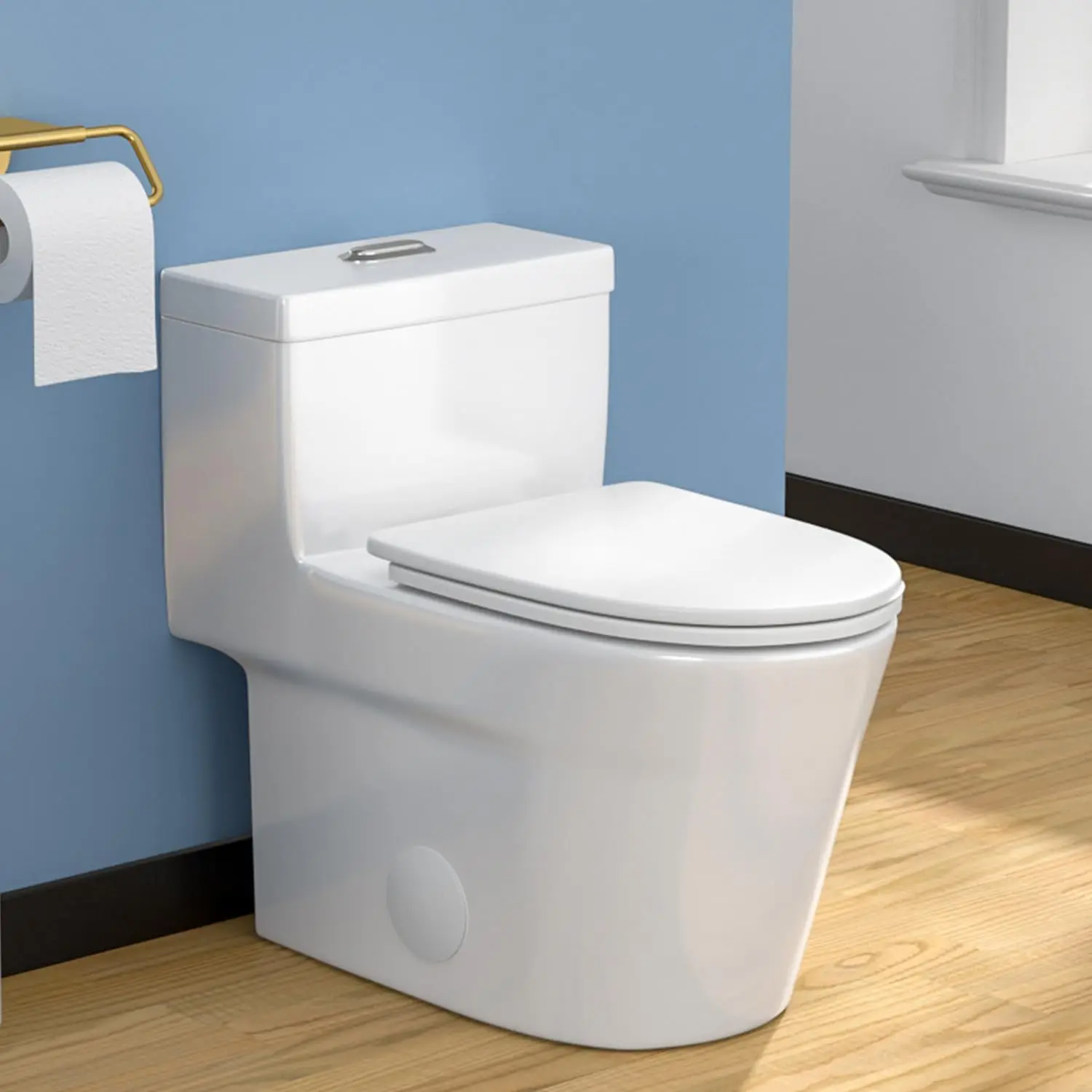 

One Piece Toilet, 16'' Height Comfort Chair Seat, Compact Modern Elongated Toilets for Bathroom, 1.24/1.43 GPF Dual, Customized