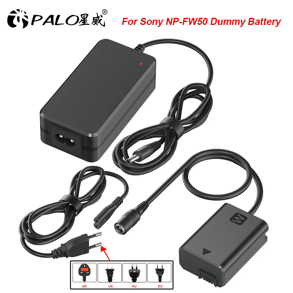 

NP-FW50 NP FW50 Dummy Battery AC Power Supply Adapter DC Coupler kit for Sony Alpha A5100 A6500 A6400 A6000 A55 A7 RX10 Cameras