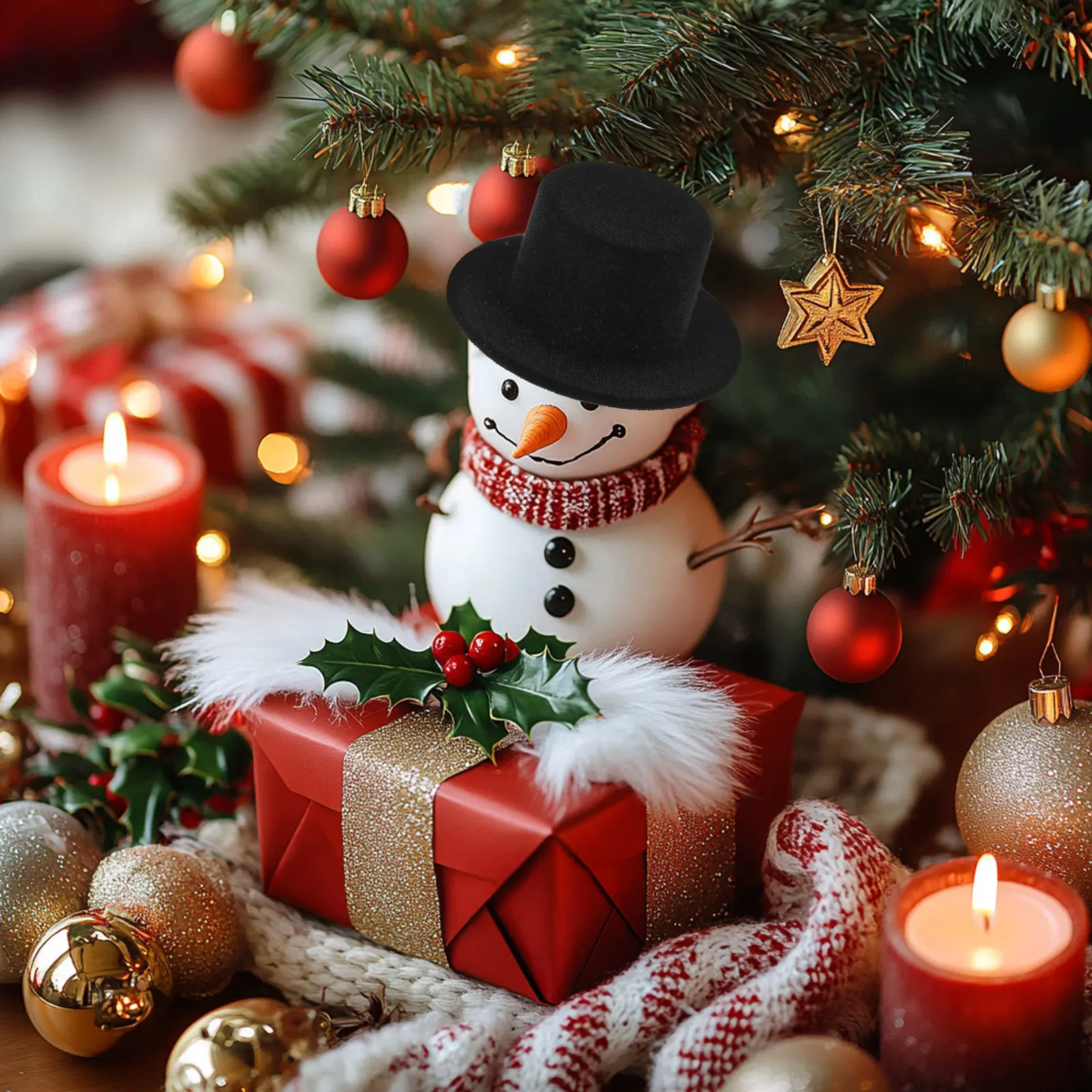 12 peças de chapéus de Natal, decoração artesanal DIY, acessórios de boneco de neve, mini enfeite
