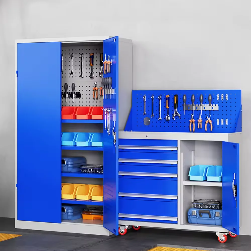 20254-Drawer Mobile Workshop Tool Cart Storage Cabinet  Panel Mobile Tool Chest on Wheel  Metal Design
