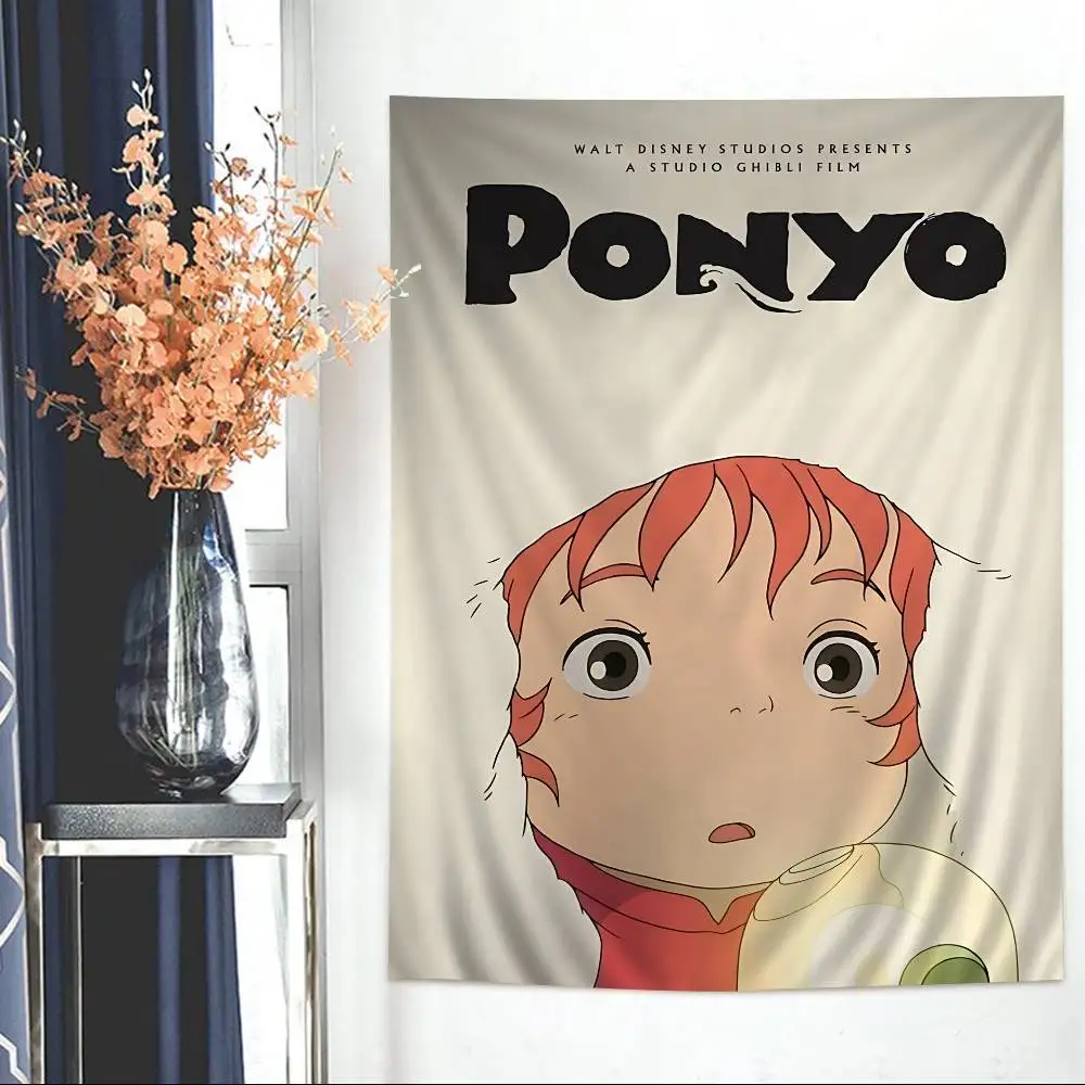 Studio Ghibli Anime P-Ponyo Colorful Tapestry Wall Hanging Hanging Tarot Hippie Wall Rugs Dorm Wall Art Decor