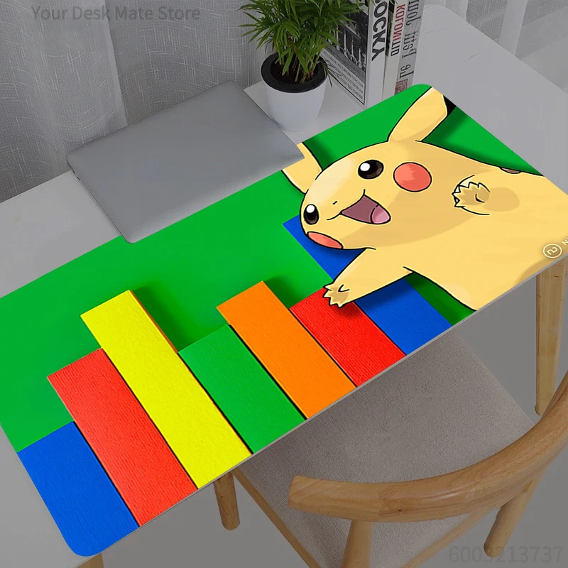 

Large Mouse Pad Durable Carpet Laptop Pokemon Pikachu Pc Gamer Keyboard Mat XXL Mousepad Edge White Tassel Rubber Table Mat