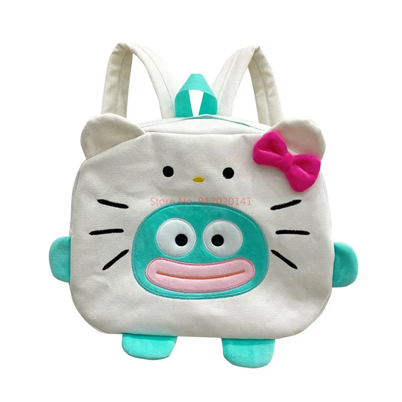 ใหม่ Sanrio อะนิเมะ Kawaii Hangyodon ไหล่กระเป๋า Hello Kitty กระเป๋าเป้สะพายหลังอเนกประสงค์ปลาขนาดเล็กแมวสี Contrast กระเป๋าเป้สะพายหลัง