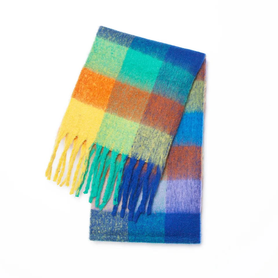 2026 Winter Thick Warm Scarf Women Cashmere Shawl and Wraps Pashmina Neckerchief Bufanda Female Rainbow Hairy Tessel Echarpe New, image 16