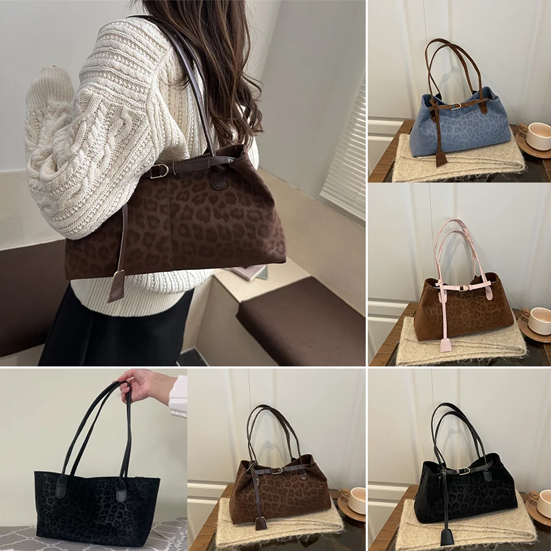 Leopard Print Sewing Thread Hasp Youth Sweet Shoulder Bags 2026 Hot Sale Large Capacity Sense of Luxury Tote Bags for Women