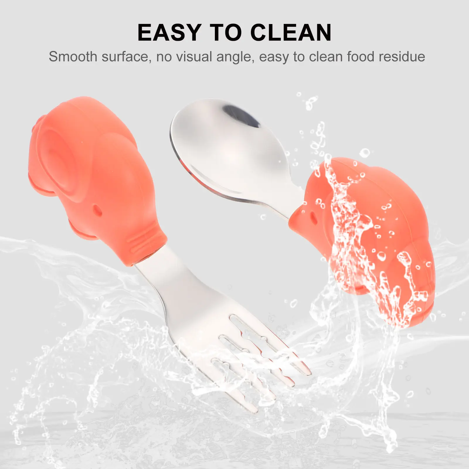 

Набор детских столовых приборов (ложка и вилка) из 2 предметов без БФА с удобными ручками и контейнером для хранения для малышей