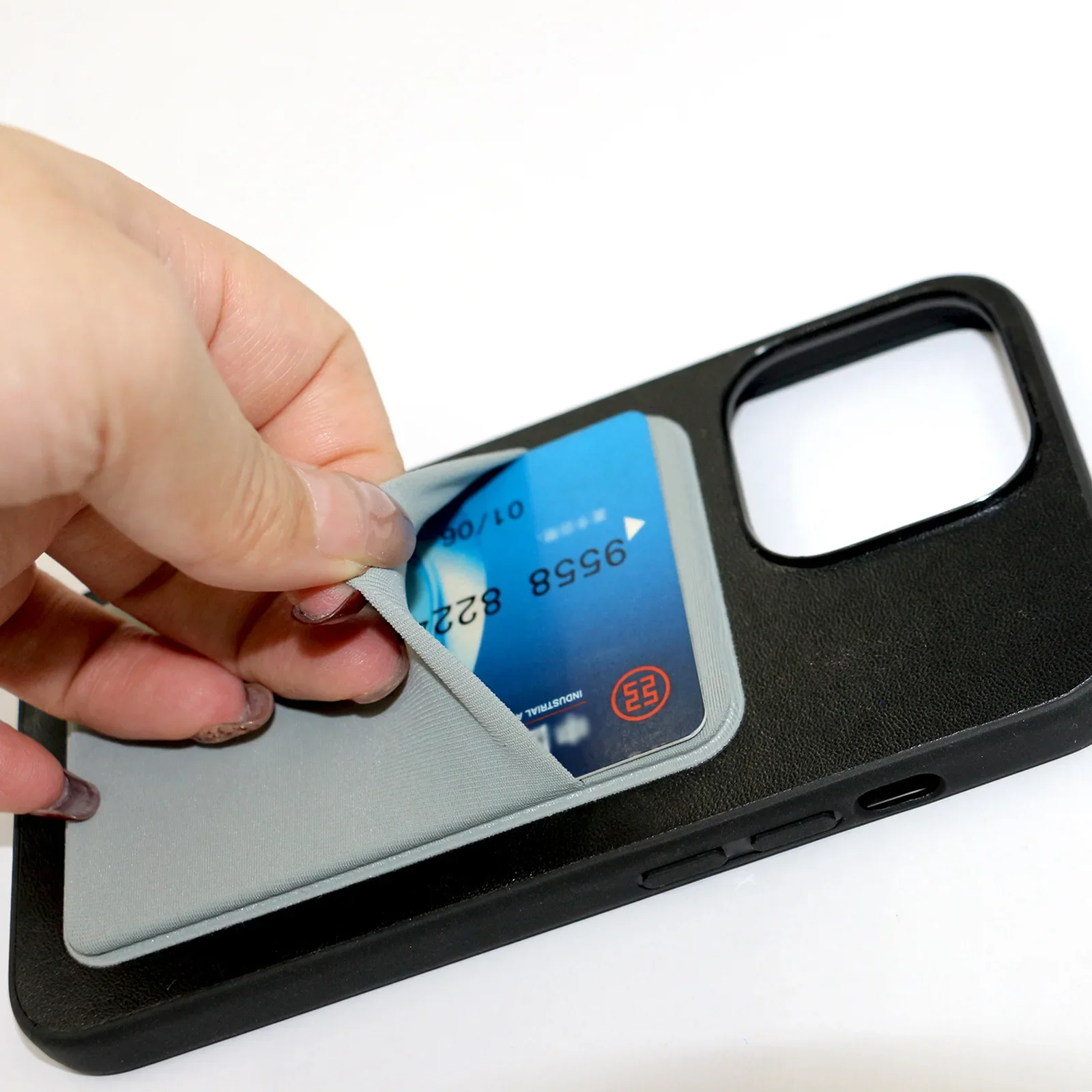 Fashion Elastic Cloth Cell Phone Card Holder Mobile Phone Wallet Case Credit ID Card Holder Adhesive Sticker Pocket Money Bag