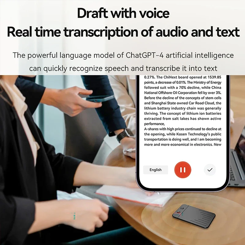 AI Voice Recorder APP Control AI Notetaking Device Transcribe & Summarization with ChatGPT Voice To Text Recorder Sound Recorder