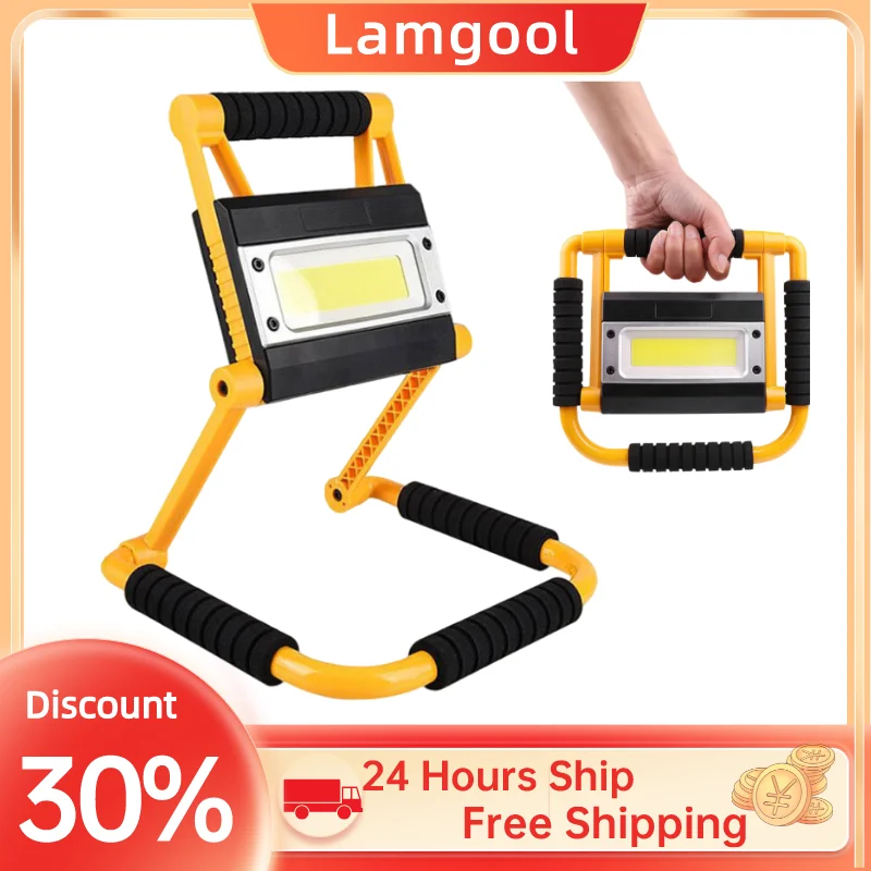 LED Portable Rechargeable Floodlight Waterproof Spotlight Battery Powered Searchlight Outdoor Work Lamp Camping Lantern