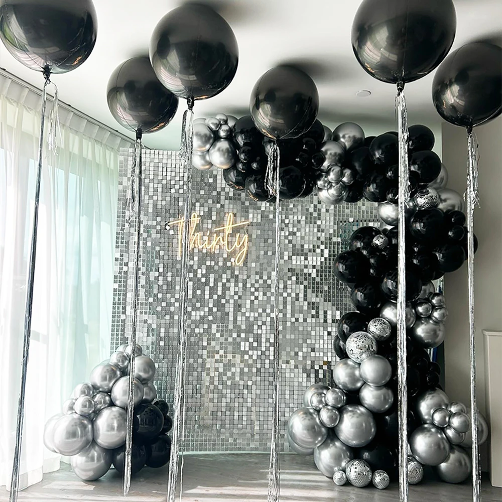 10 Stück Metallische Goldfolien-Ballons mit Quastenenden 22 Zoll 4D Runde Ballons Lametta-Folien-Fransenvorhang für Hochzeit Geburtstag Dekoration – Detail 6