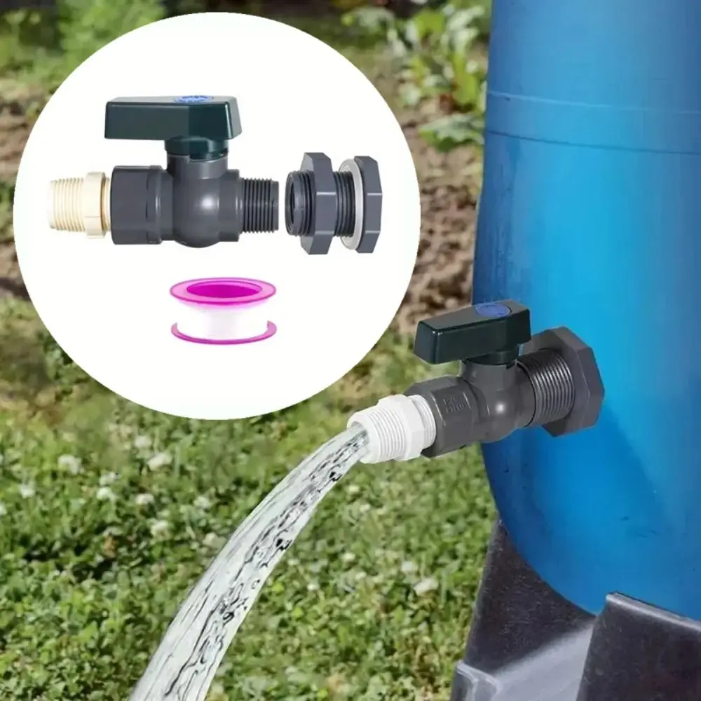 

Garden Tool Supplies PVC Rain Barrel Diverter Kit 3/4 Inch With Inner Connection Rain Barrel Valve Fitting Adapter