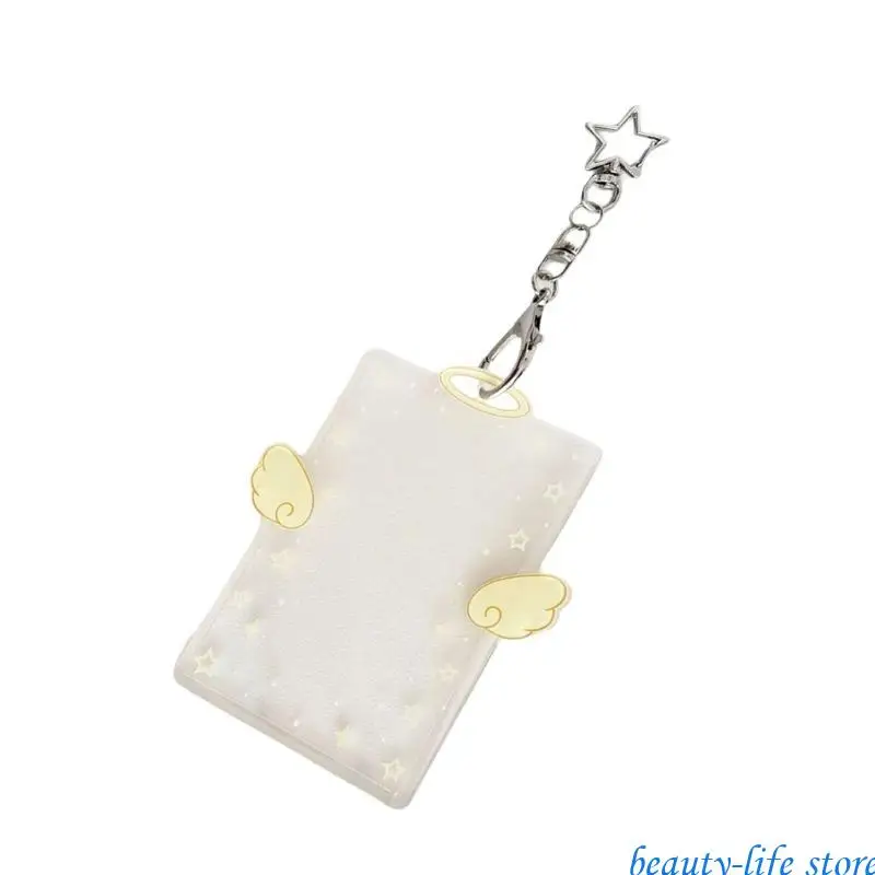 

Lovely Cartoon Photocard Holder with Keychain,Cartoon Wing Photo Card Sleeve Credit Card Holder Protector Gifts 517D