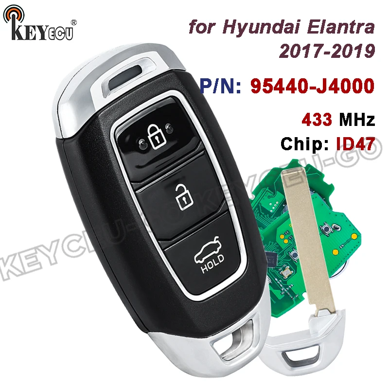 

KEYECU 433MHz ID47 Chip P/N: 95440-J4000 FCC ID:TQ8-F0B-4F19 for Hyundai Elantra 2017 2018 2019 Smart Keyless Remote Car Key Fob