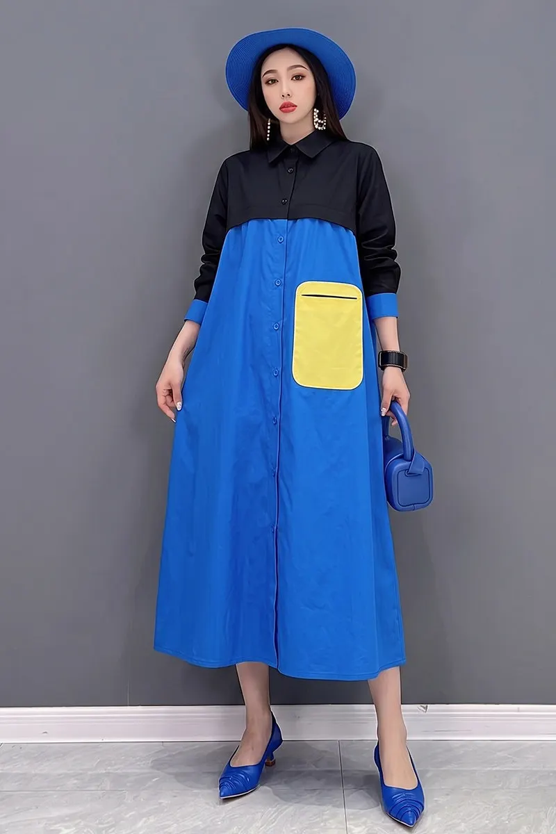 2026 Autumn New Elegant Women Loose Shirts Dresses Female Long Sleeve Dress Wholesale J2345