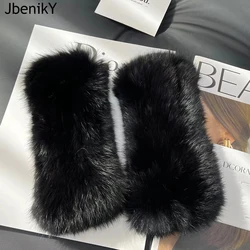 Hot Sale Winter Real Fur Golve Women Outdoor Warm 100% Natural Rabbit Fur Gloves Knit Thick Natural Soft Real Rabbit Fur Mittens