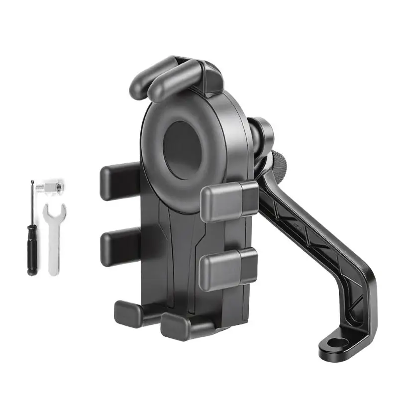 Anti Shake Motorcycle Phone Grip with Tool Installation & Wide Compatibility 360 Degree Rotating Stand for Riders