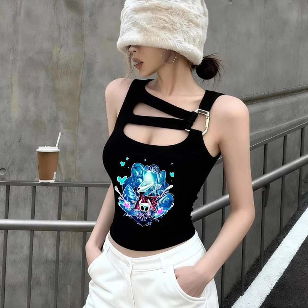 Hollow Knight crop top shoujo cute meme japanese t shirt summer manga baddie funny vintage