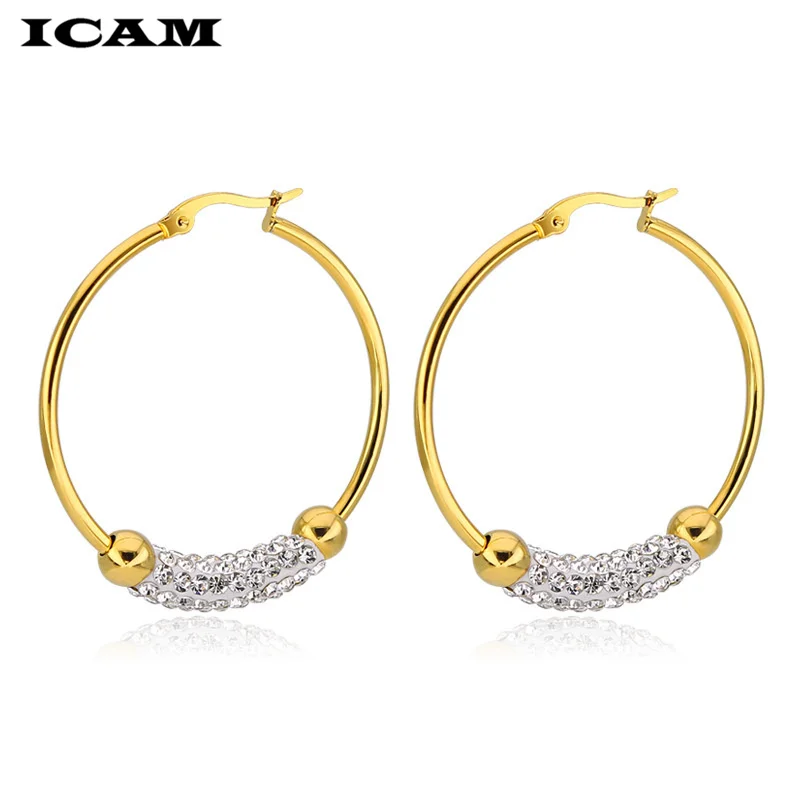 ICAM Classic Design Gold Color AAA CZ Wedding Hoop Earrings for Women Fashion jewelry Design Gift Accessories