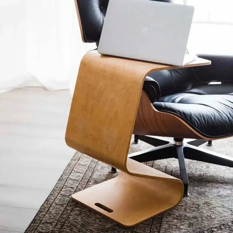 

Modern Simple Side Table Designer Curved Wood Coffee Table Living Room Sofa Computer Table Creative Tatami Small Tea Table