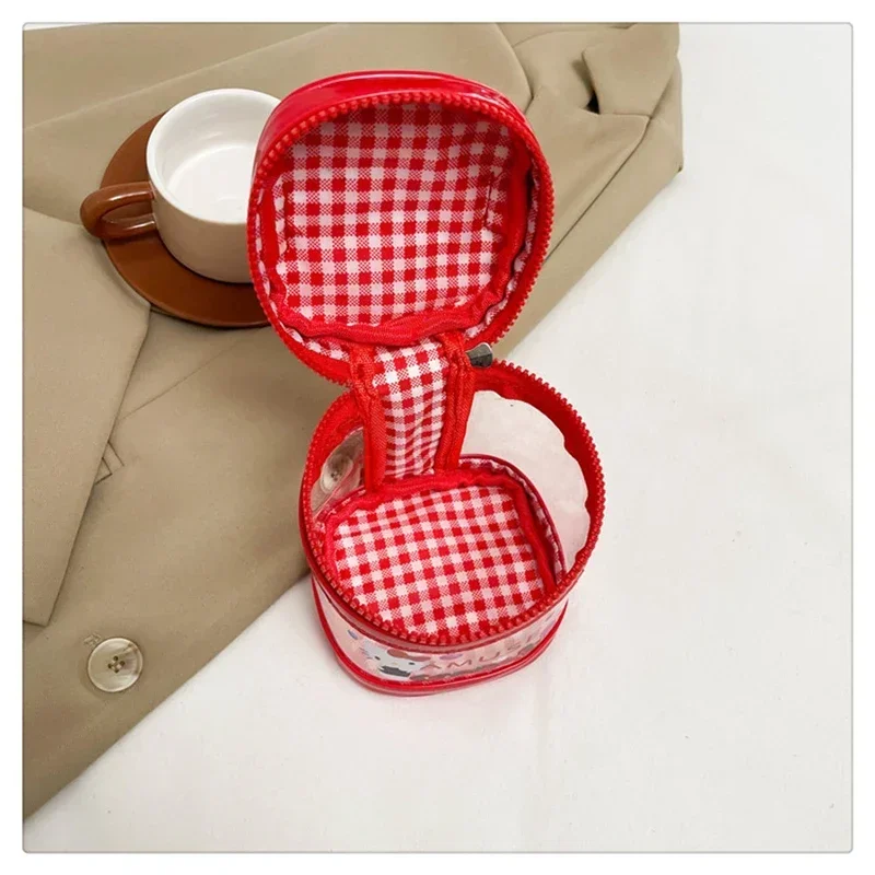 سانريو مرحبا كيتي شفافة دلو حقيبة التخزين حقيبة مستحضرات التجميل أكياس أحمر الشفاه في الهواء الطلق حقائب الموضة Y2k فتاة الملحقات هدية