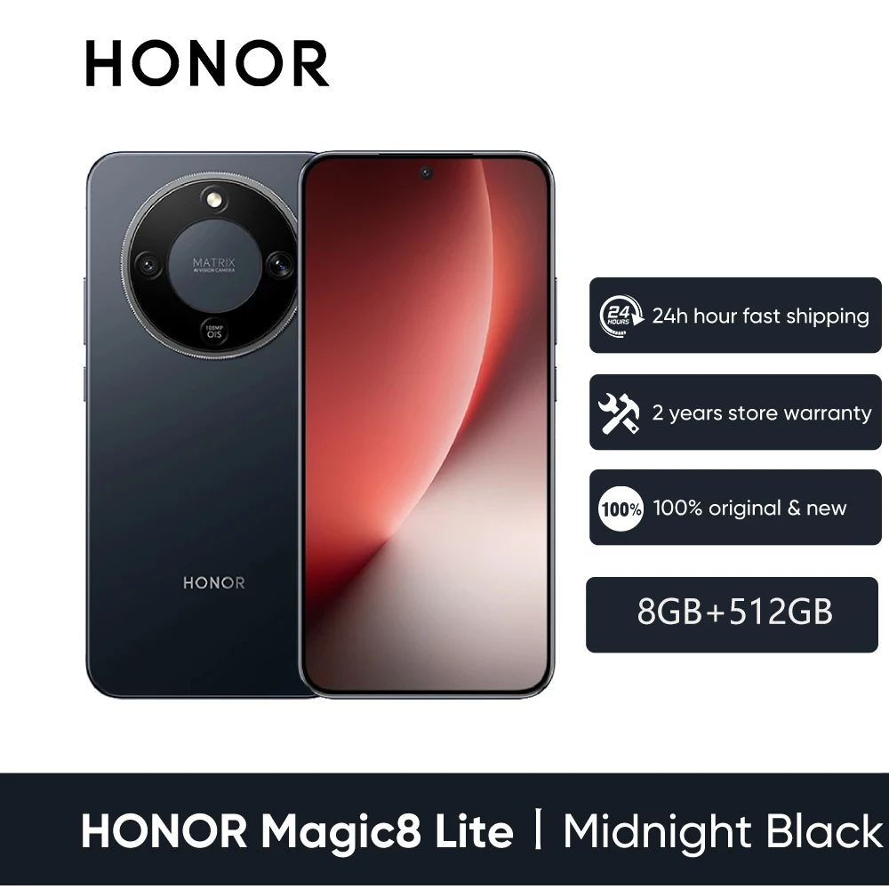 2026 Nieuwe HONOR Magic8 Lite EU Versie 5G Android Smartphone Mobiele Telefoons AMOLED Snapdragon 6 Gen 4 7500mAh 108MP OIS AI Camera