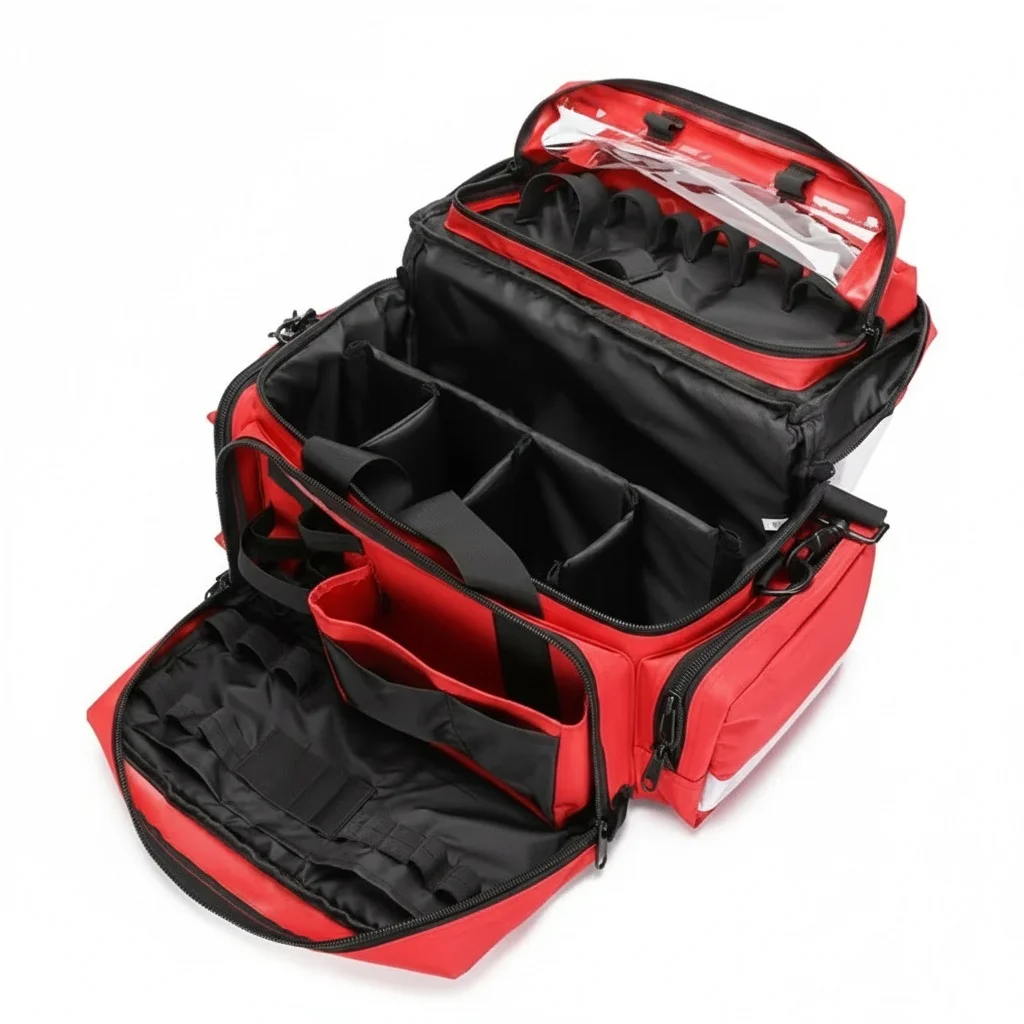 EMT Trauma Bag, 1000D Oxford First Aid Kit Empty, Large Capacity Reflective Medical Emergency Kit, Ambulance Storage Bag