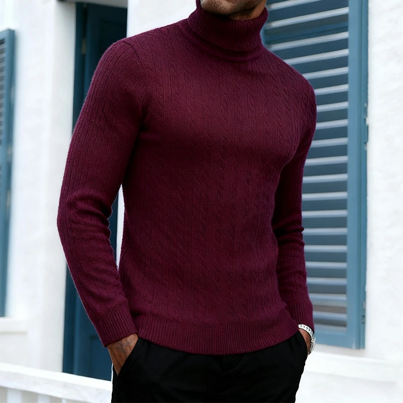 قاع البلوزات ضئيلة رجالي خريف شتاء عادية بلون طويلة الأكمام الياقة المدورة سترة دافئة سميكة الحياكة الرجال البلوز القمم #2