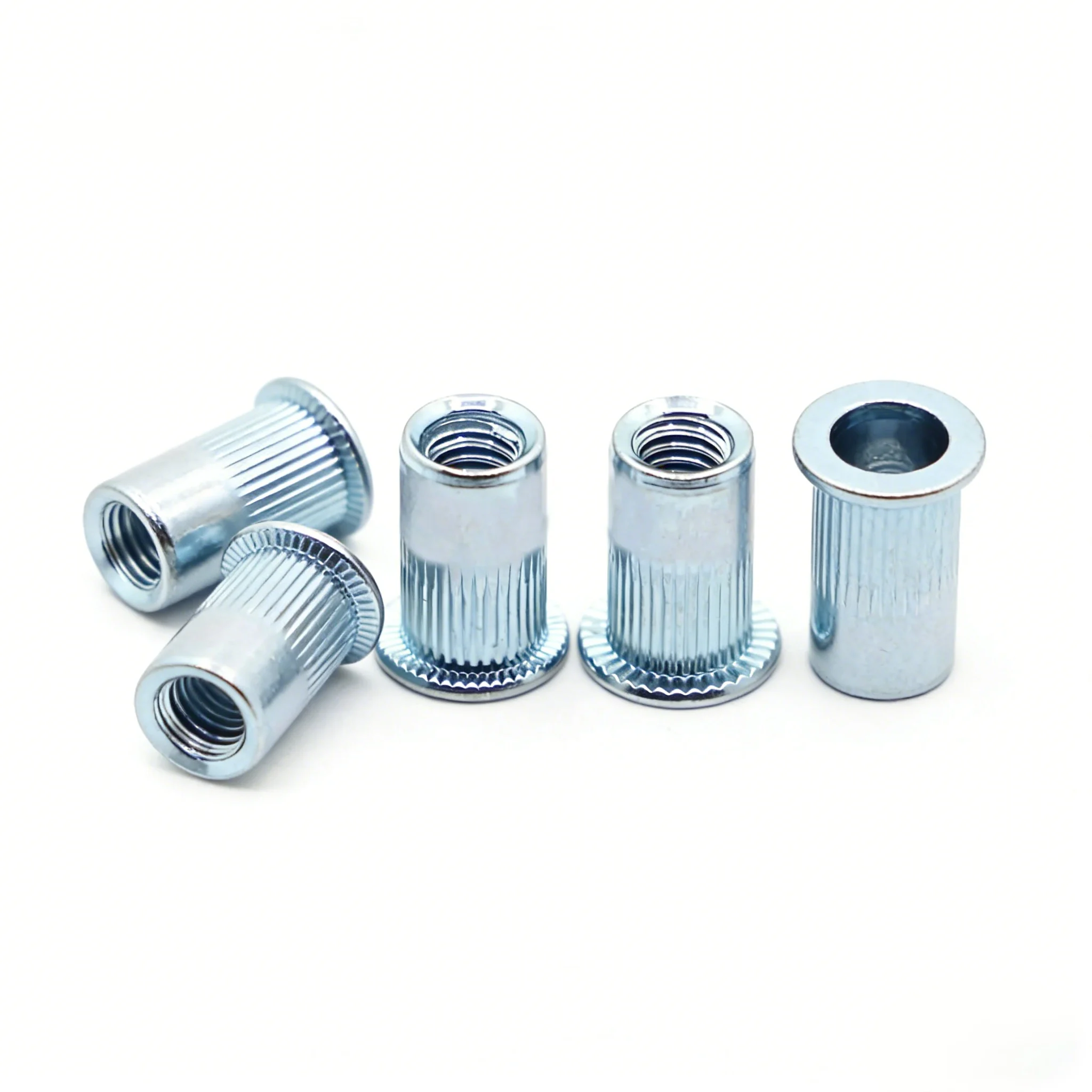 

Blue Zinc Plated Carbon Steel Knurled Flat Head Rivet Nuts, Threaded Insert Rivnut Nutsert Assortment M3 M4 M5 M6 M8 M10 M12