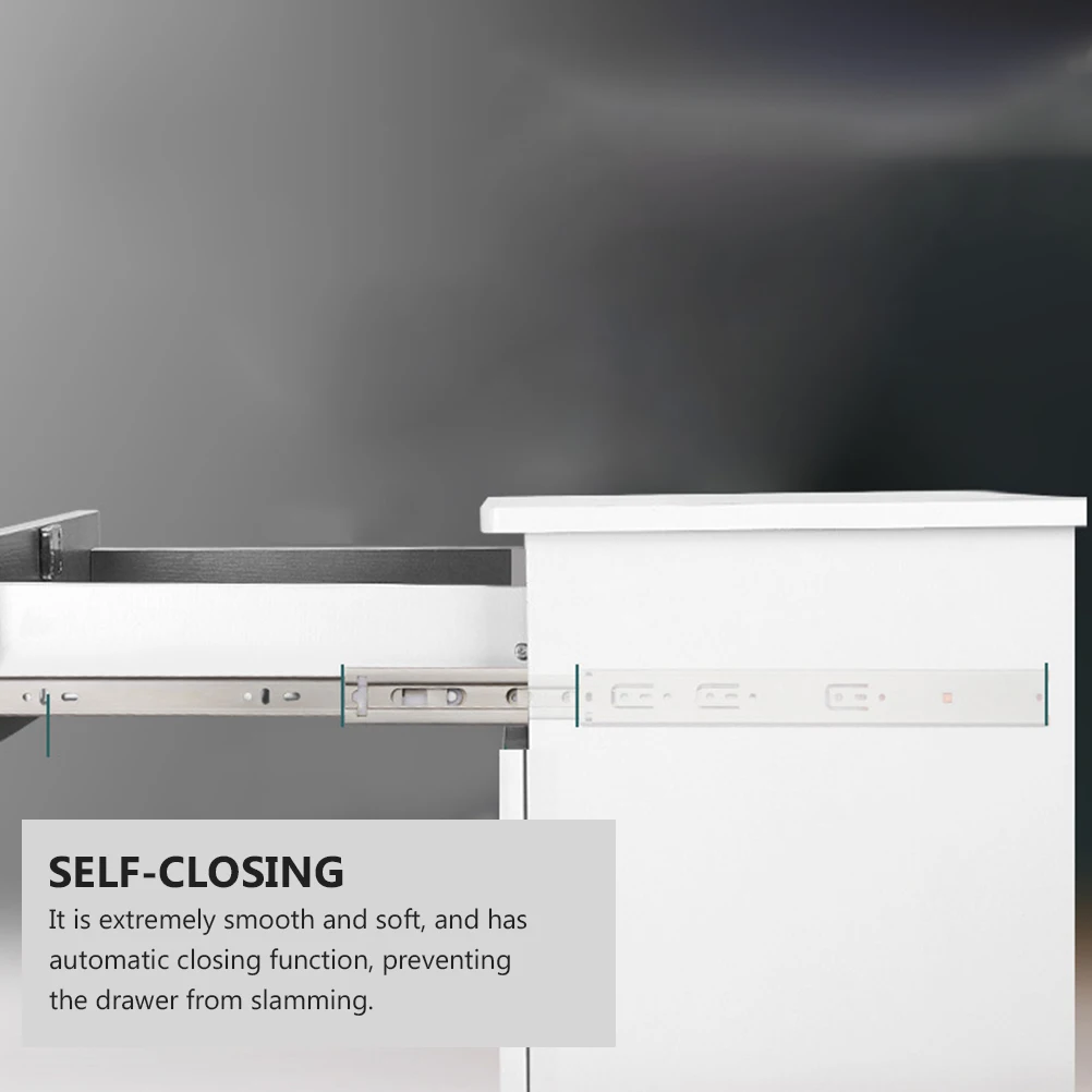 

2pcs Stainless Steel Drawer Slides Three Section Close Track Rail Sliding Cabinet Mute Damping Buffer Double Spring Smooth Self