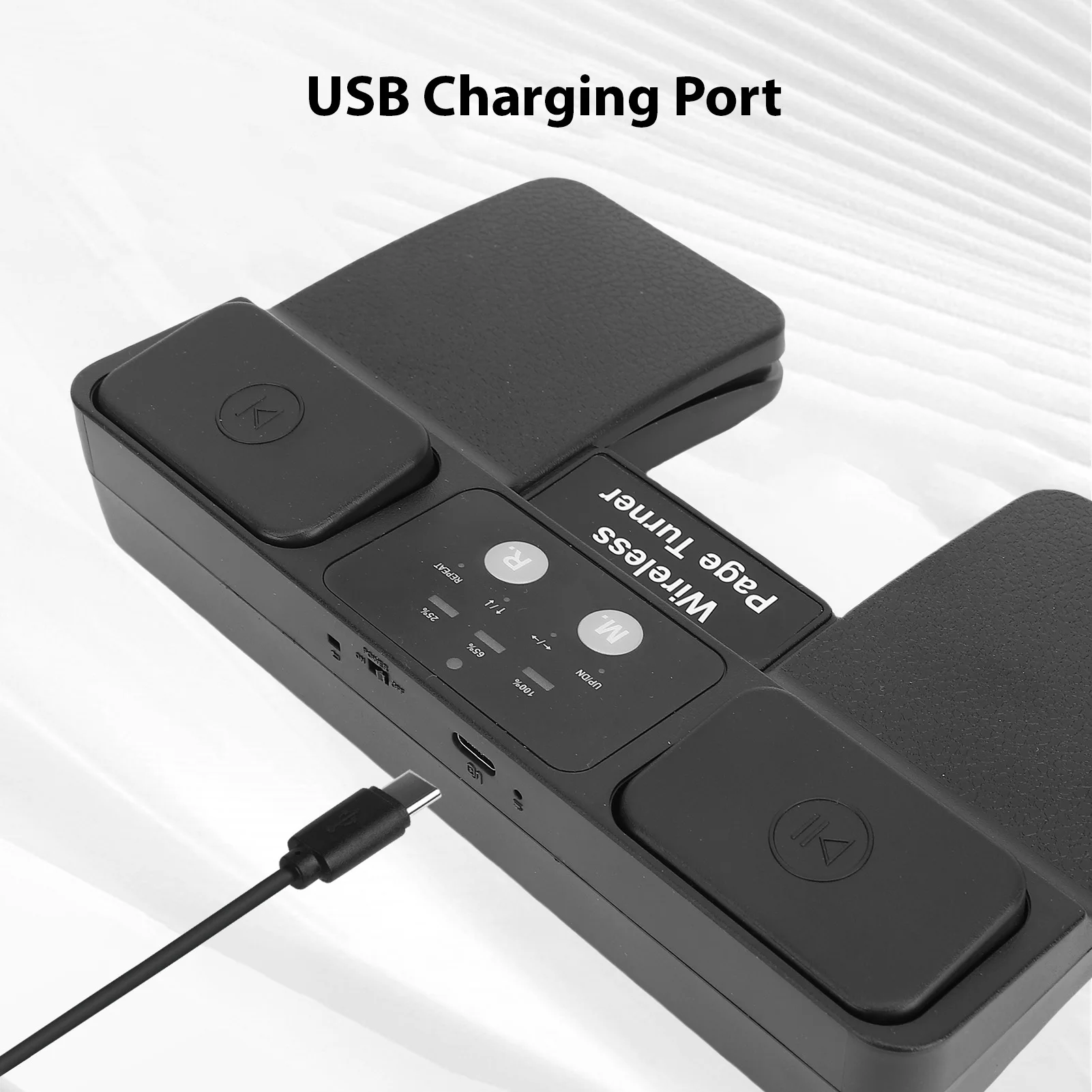 Pedal volteador de página inalámbrico QY102, volteador de página de música portátil BT para Piano, guitarra, tabletas, teléfonos, volteador de página de pie silencioso