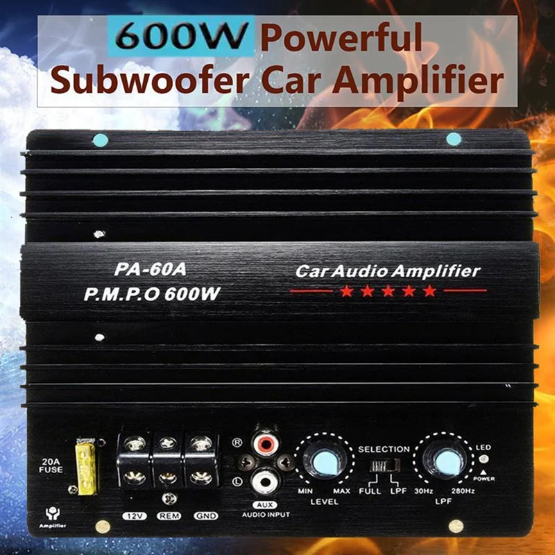 PA-60A 600W 12V Power Amplifier Board For Home Car Audio Amplifier S Powerful Bass Subwoofers Amp For Mono Car Modi