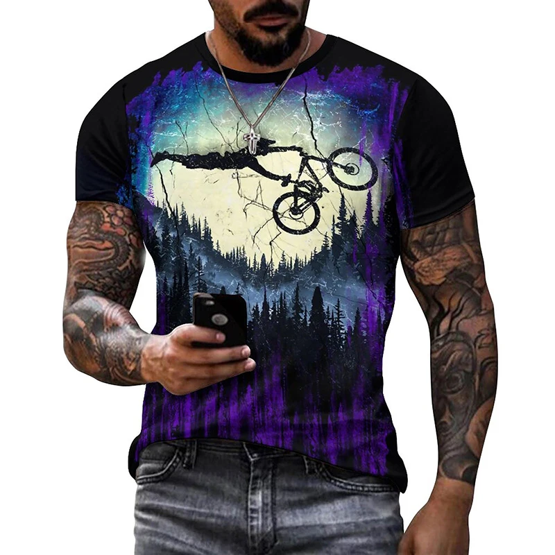 Bike Vintage Sport Bicycle 3D Printed T Shirt For Men O Neck Short Sleeve Black T-shirts Homme Streetwear Quality Male T Shirts