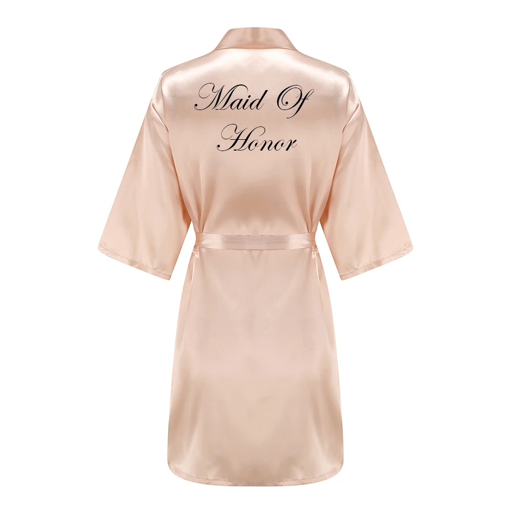 New Champagne Bathrobe Bride Satin Robe Women Bridal Party Sister Team Mother of the Bride Gift Bridesmaid Wedding Short Robes