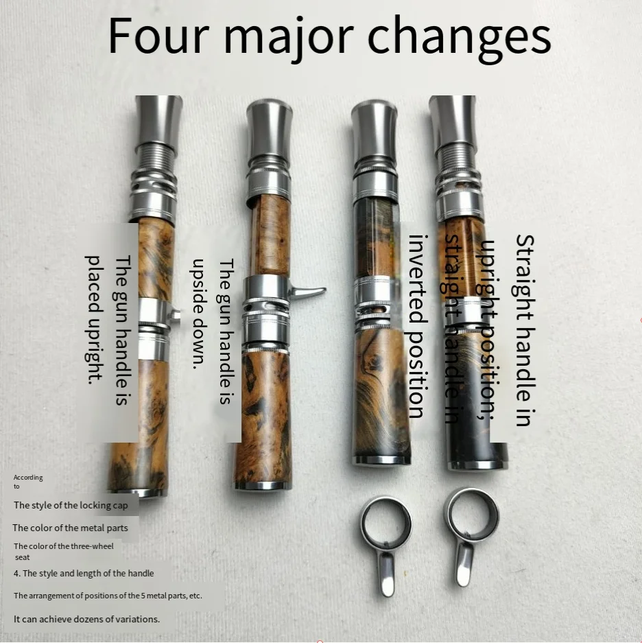 Upgraded gun with interchangeable solid wood cork handle, locking type, retro universal fishing rod for creeks and rivers