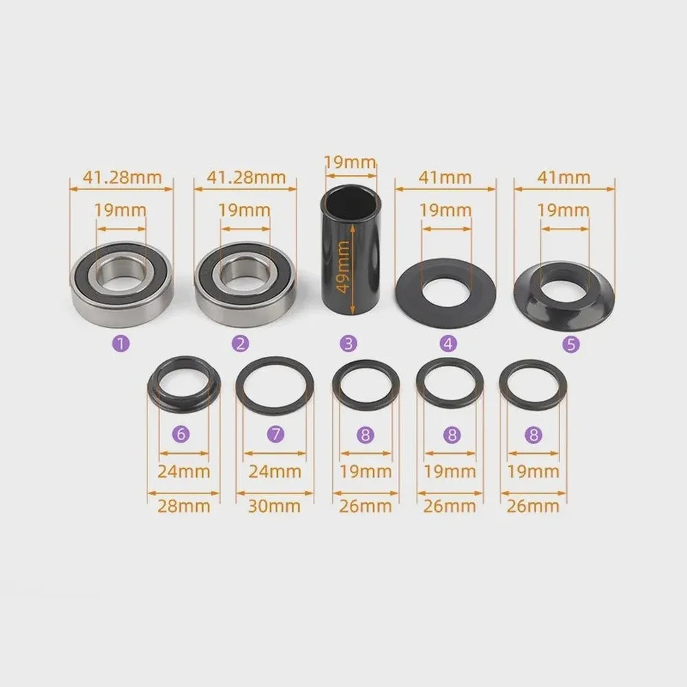 Black 19mm Bottom Bracket Bicycle Bottom Bracket Sealed Shaft Bearing Aluminum Alloy Cap Steel Gasket Included