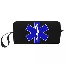 Custom Emt Star Of Life Toiletry Bag Women Paramedic Medical Makeup Cosmetic Organizer Ladies Beauty Storage Dopp Kit Box