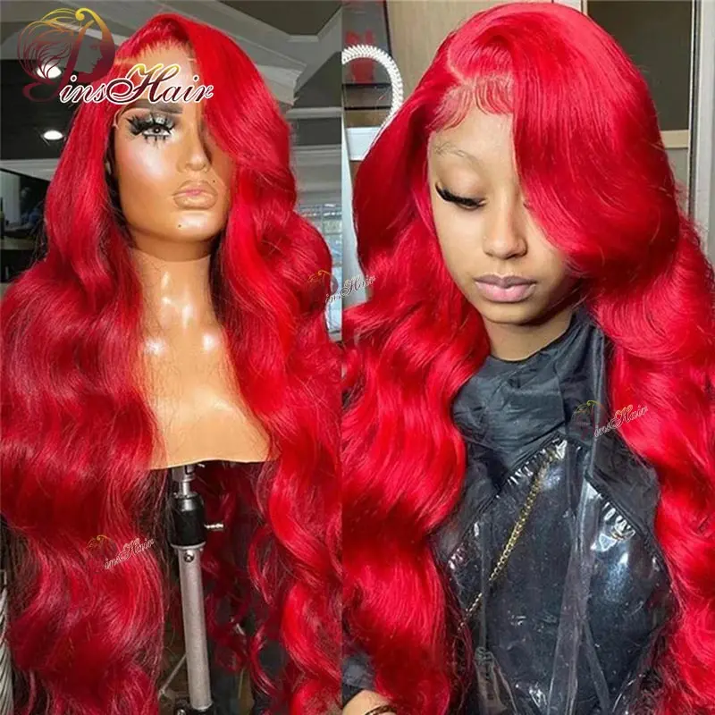 

HD 13x4 Red 99J Burgundy Lace Front Wig Colored Human Hair Wigs On Sale Body Wave Brazilian 30 Inch Transparent Lace Frontal Wig